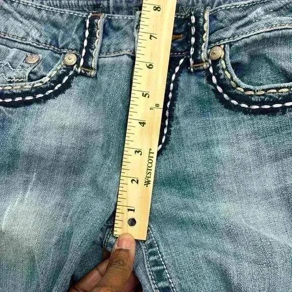 Miss Me Irene Boot Cut Low Rise Denim Jeans 28 x 32 Western Distressed Rodeo - Picture 11 of 12